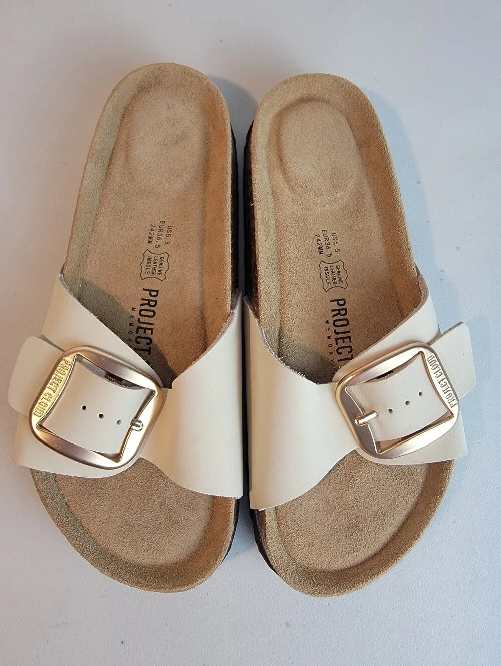 Project Cloud Mykonos Women Sandals Leather Upper & Insole Cream Size 5.5